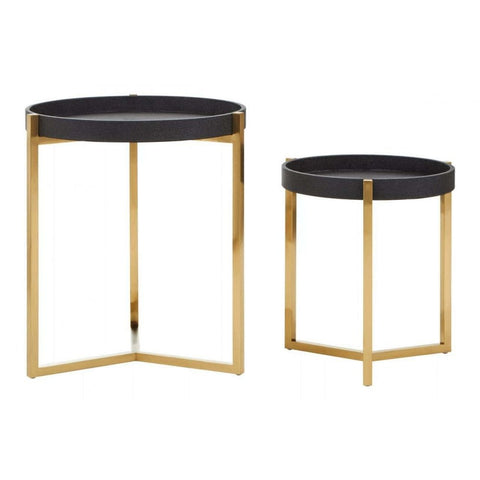 Cordoba Set Of Two Black Shagreen Tray Tables