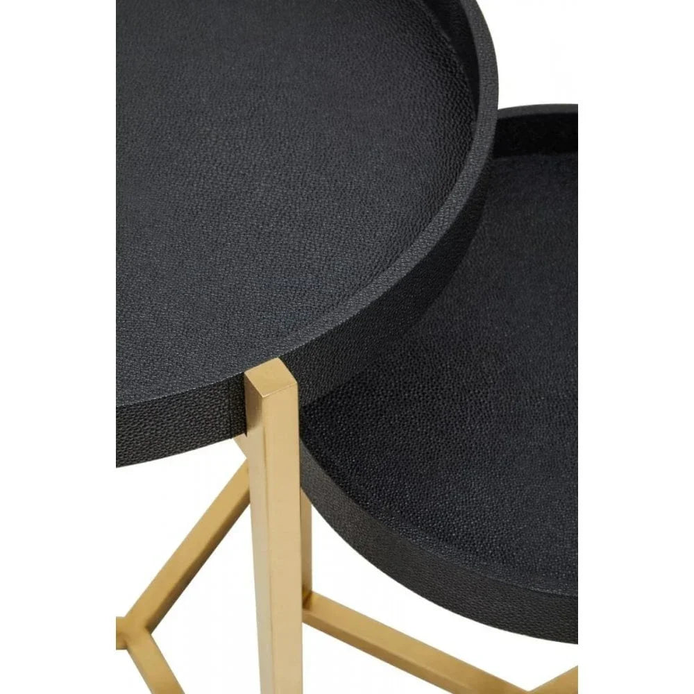 Cordoba Set Of Two Black Shagreen Tray Tables