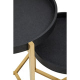 Cordoba Set Of Two Black Shagreen Tray Tables