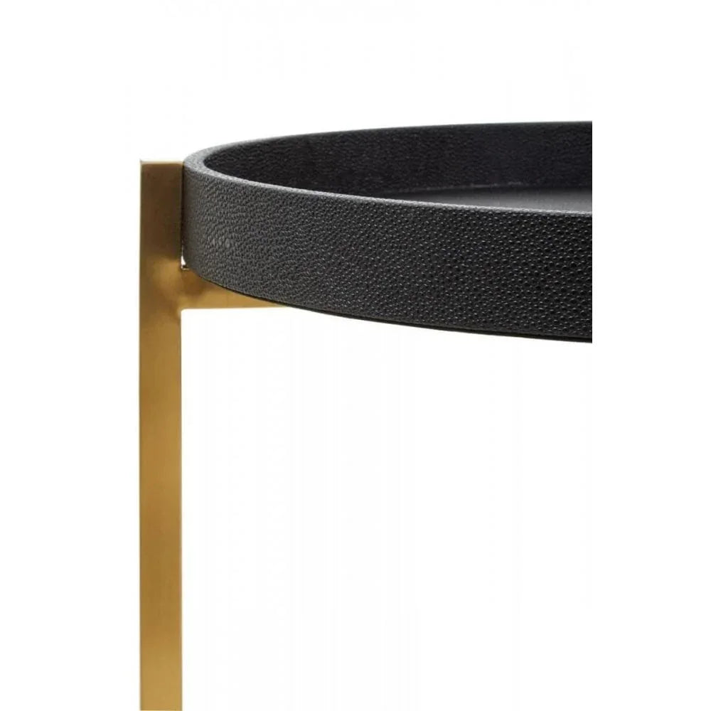 Cordoba Set Of Two Black Shagreen Tray Tables