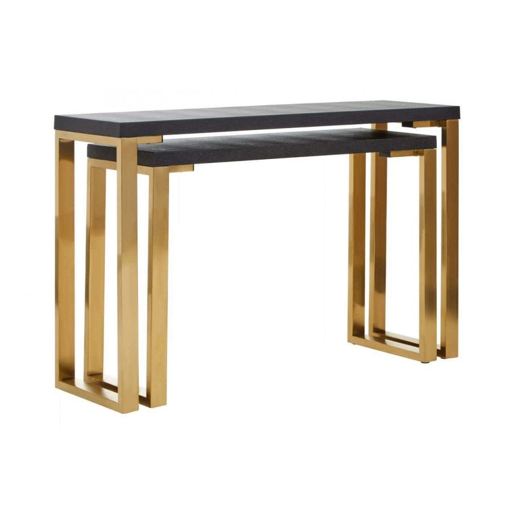 Cordoba Set Of Two Black Shagreen Console Tables