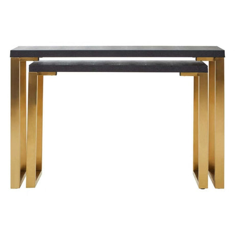 Cordoba Set Of Two Black Shagreen Console Tables