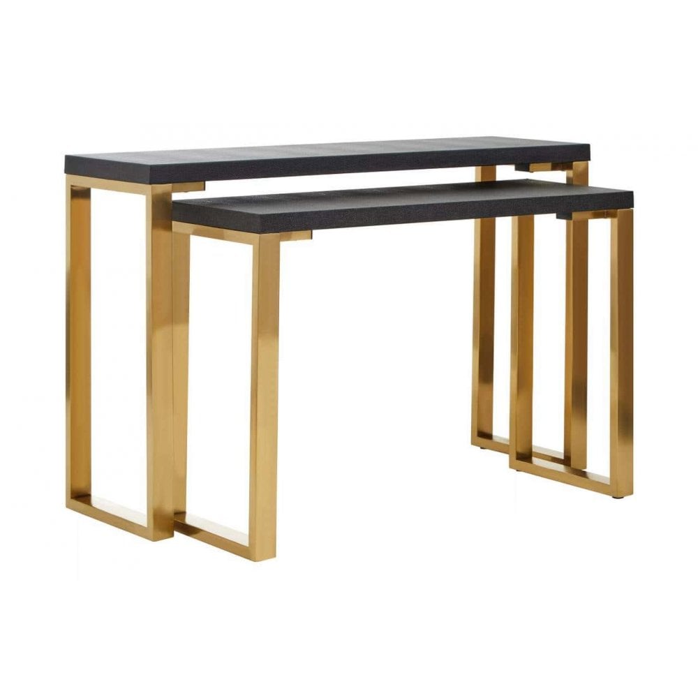 Cordoba Set Of Two Black Shagreen Console Tables