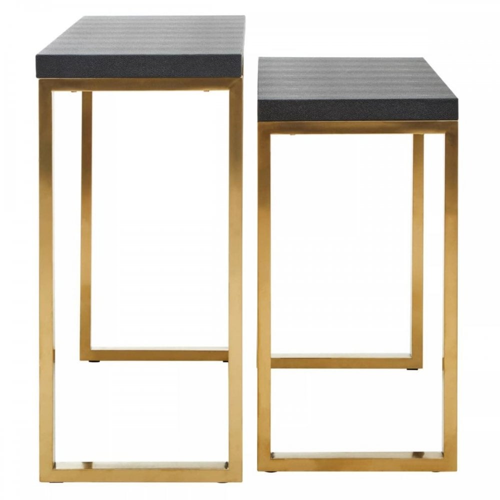 Cordoba Set Of Two Black Shagreen Console Tables