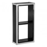Black faux crocodile bookshelf with chrome frame and two open shelves