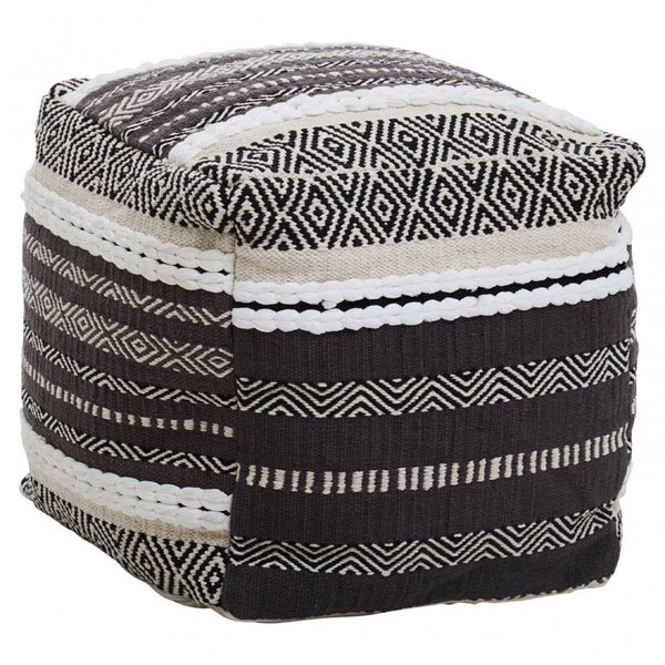 Safina Grey And White Pouffe