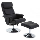 Danbury Black Leather Chair And Footstool
