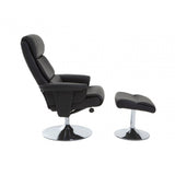 Danbury Black Leather Chair And Footstool