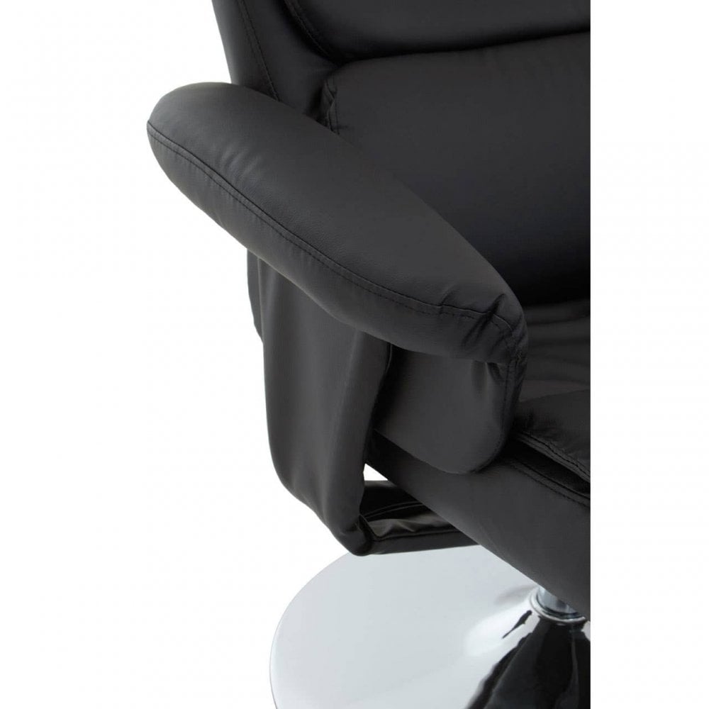 Danbury Black Leather Chair And Footstool