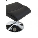 Danbury Black Leather Chair And Footstool