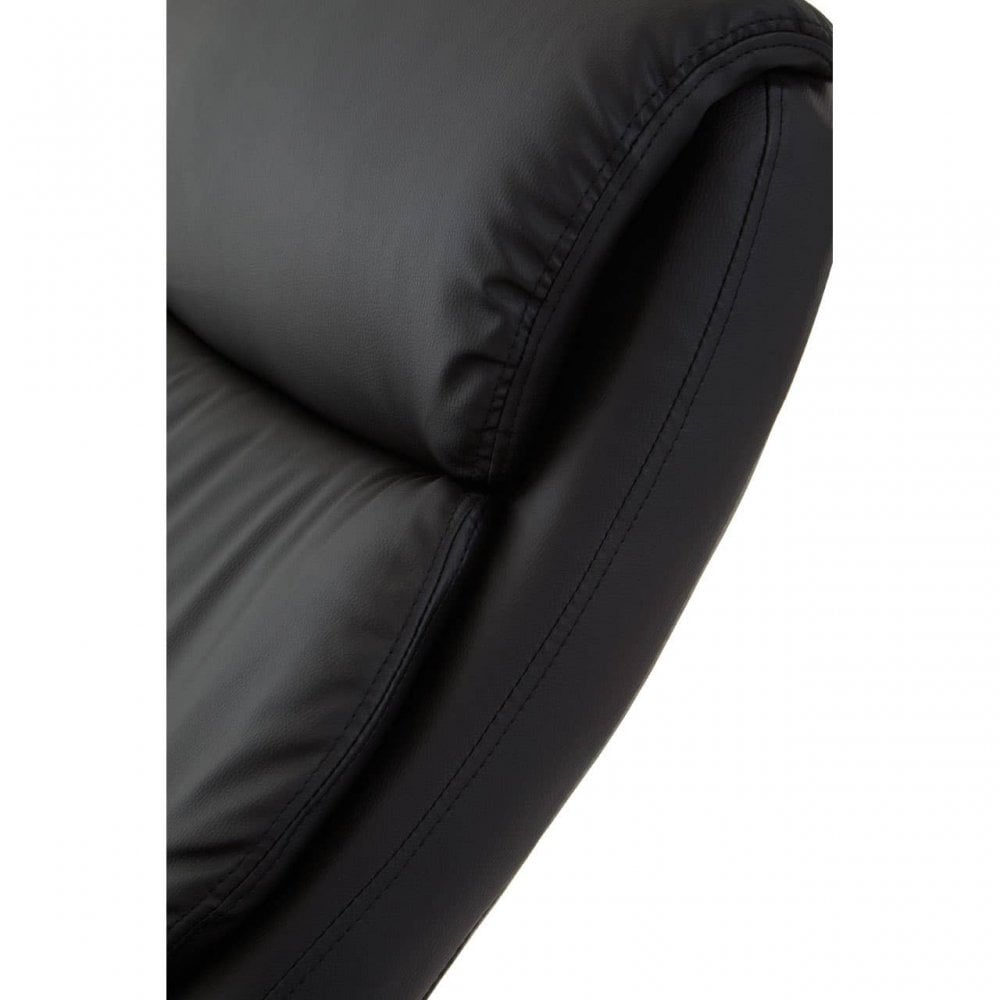 Danbury Black Leather Chair And Footstool