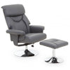 Danbury Grey Leather Reclining Chair And Footstool