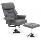 Danbury Grey Leather Reclining Chair And Footstool
