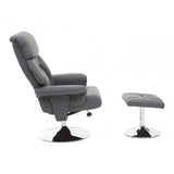 Danbury Grey Leather Reclining Chair And Footstool
