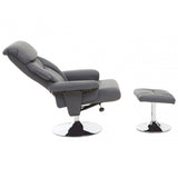 Danbury Grey Leather Reclining Chair And Footstool
