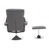 Danbury Grey Leather Reclining Chair And Footstool