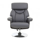 Danbury Grey Leather Reclining Chair And Footstool