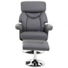 Danbury Grey Leather Reclining Chair And Footstool