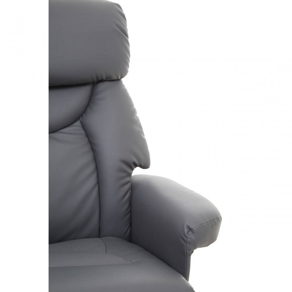 Danbury Grey Leather Reclining Chair And Footstool