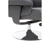 Danbury Grey Leather Reclining Chair And Footstool