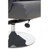 Danbury Grey Leather Reclining Chair And Footstool