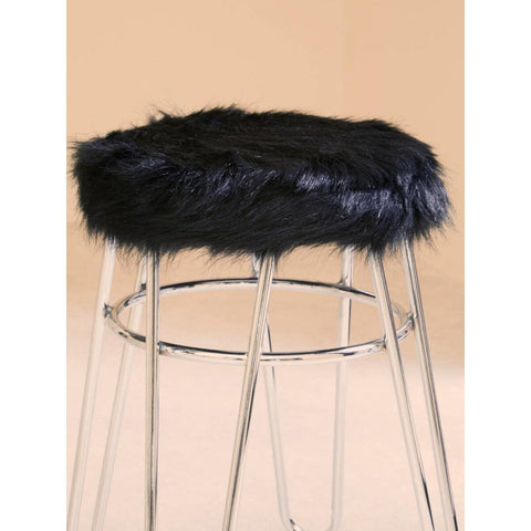 Diston Black Faux Fur Stool