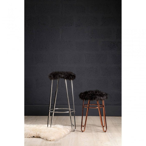 Diston Rose Gold Faux Fur Stool