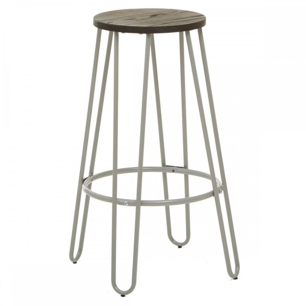 Diston Grey Metal Bar Stool