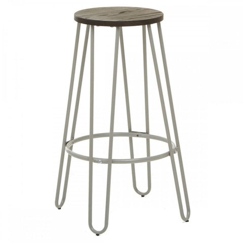 Diston Grey Metal Bar Stool