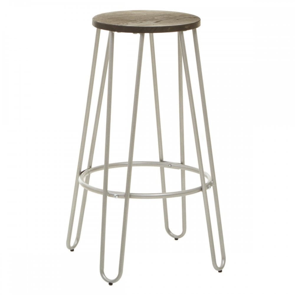Diston Silver Metal Bar Stool