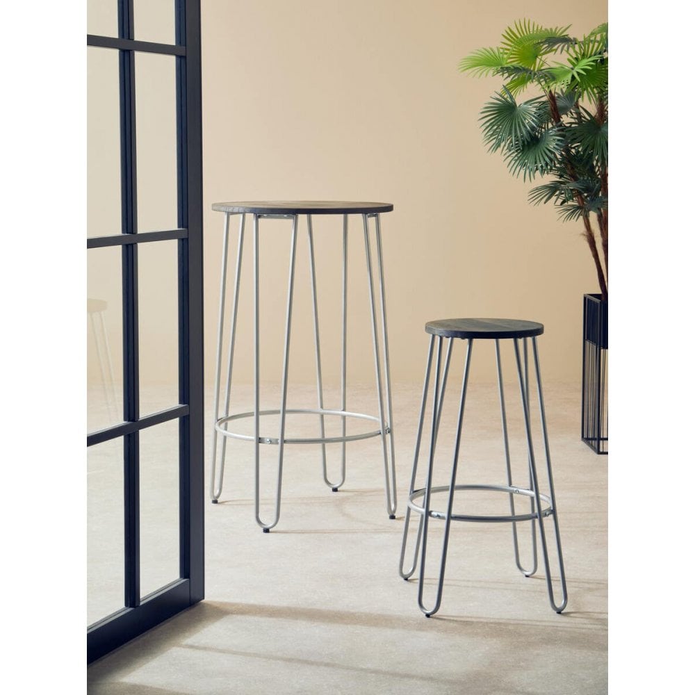 Diston Silver Metal Bar Stool