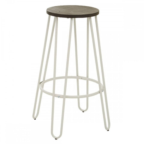 Diston White Metal Bar Stool