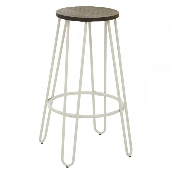 Diston White Metal Bar Stool