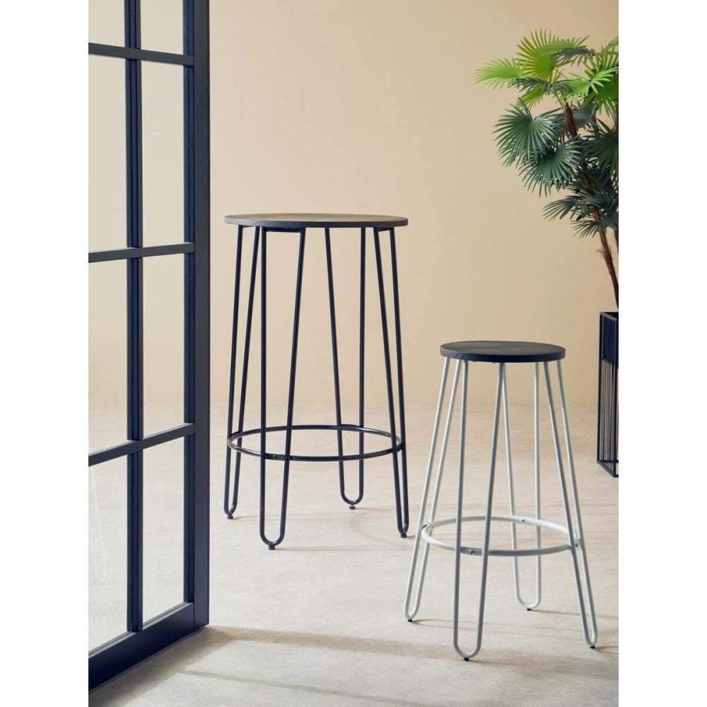 Diston White Metal Bar Stool