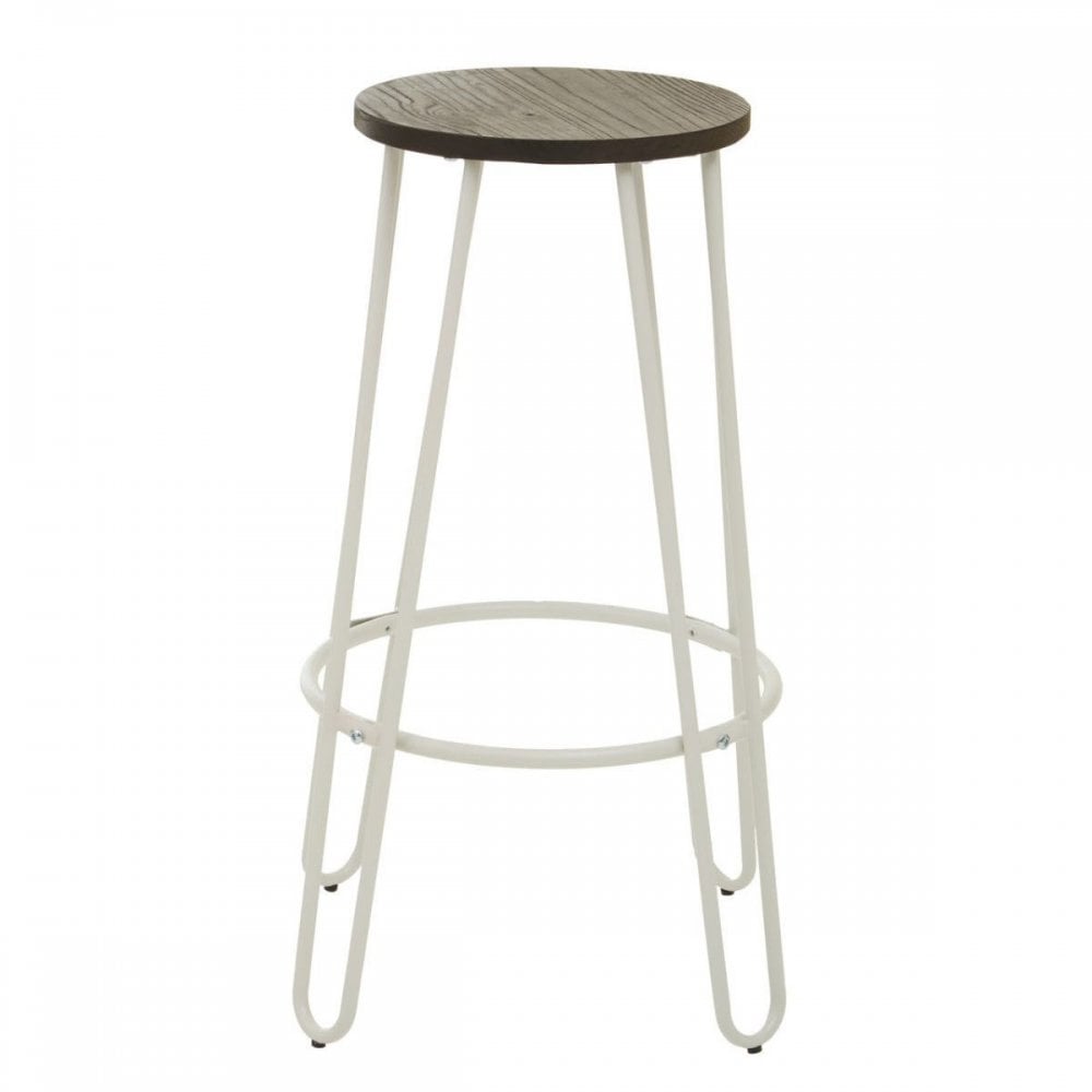 Diston White Metal Bar Stool