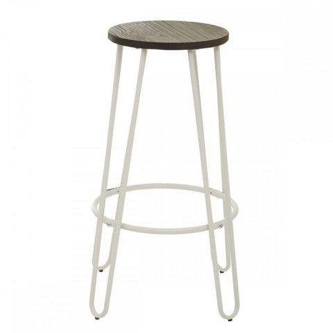 Diston White Metal Bar Stool
