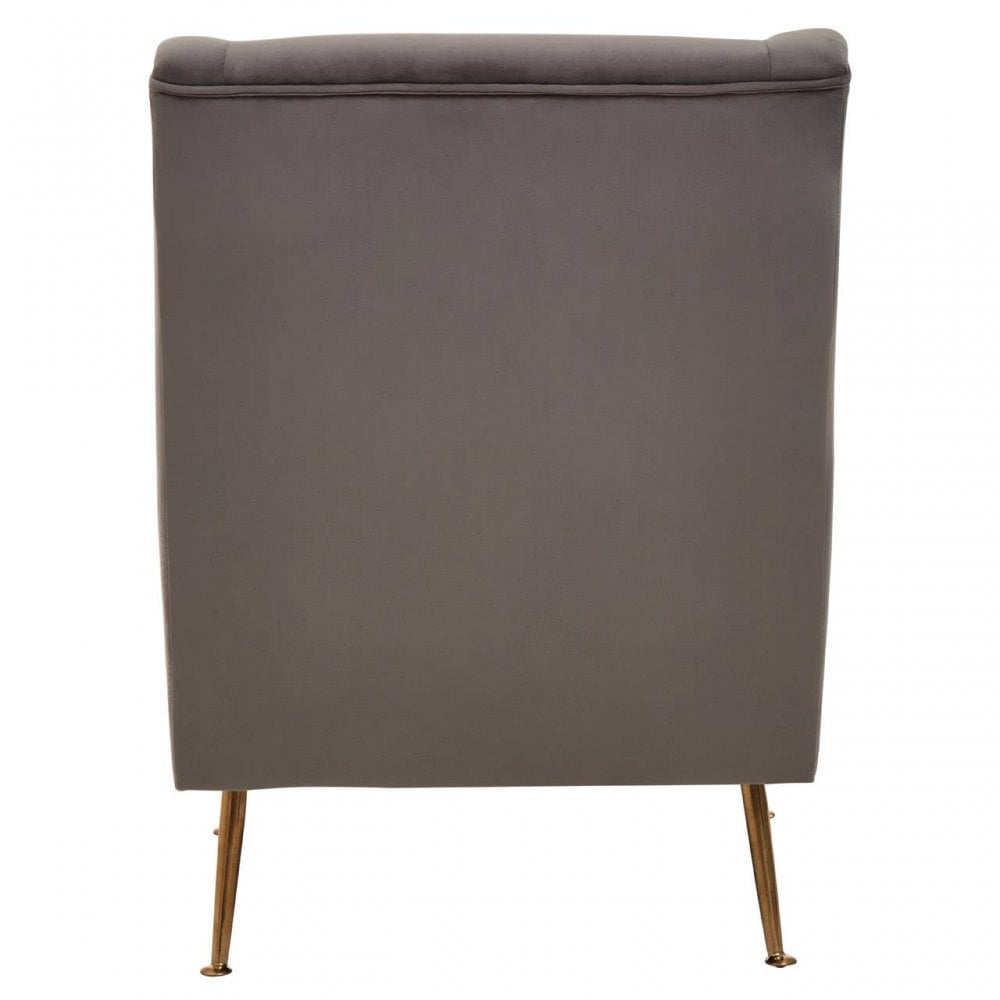 Doucette Grey Velvet Chair with Gold Legs