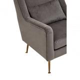 Doucette Grey Velvet Chair with Gold Legs