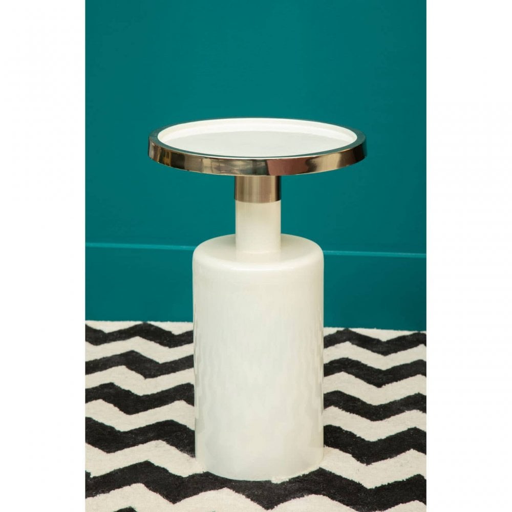 Elvira White Base Side Table