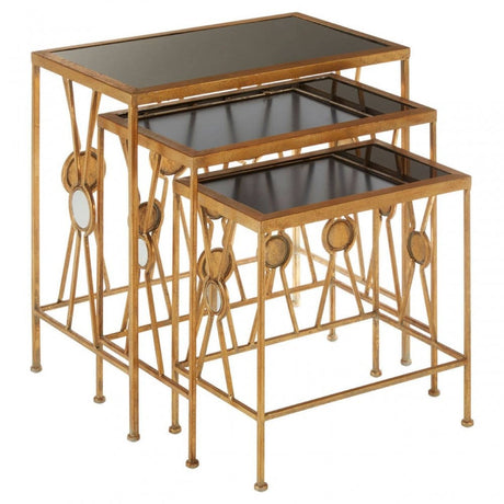 Faizah Three Cross Design Nesting Tables