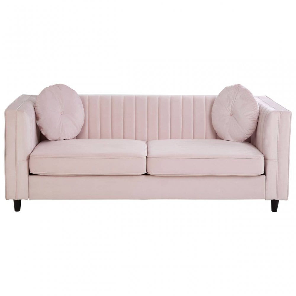 Farrah 3 Seat Pink Velvet Sofa