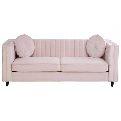 Farrah 3 Seat Pink Velvet Sofa