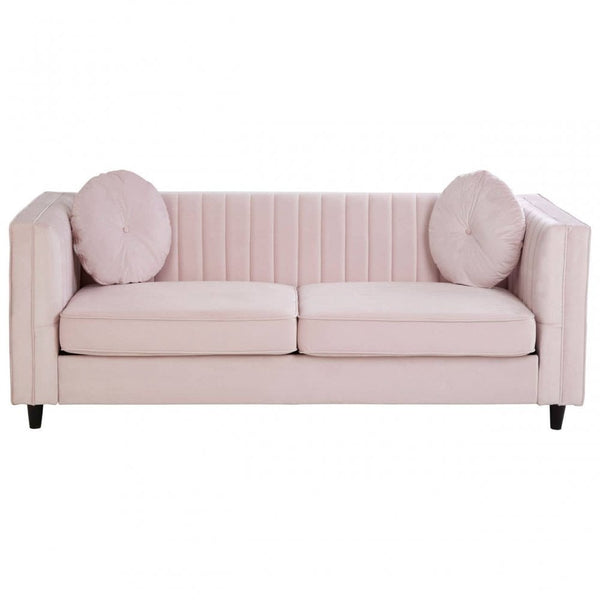 Farrah 3 Seat Pink Velvet Sofa