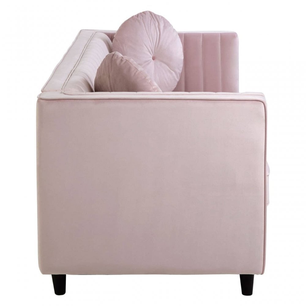 Farrah 3 Seat Pink Velvet Sofa