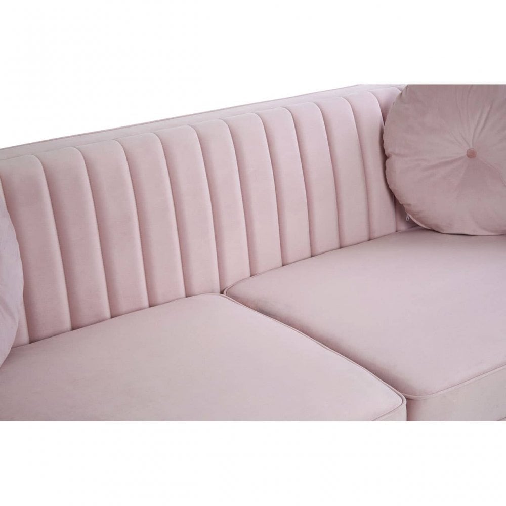 Farrah 3 Seat Pink Velvet Sofa