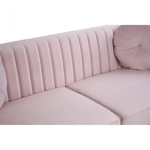 Farrah 3 Seat Pink Velvet Sofa
