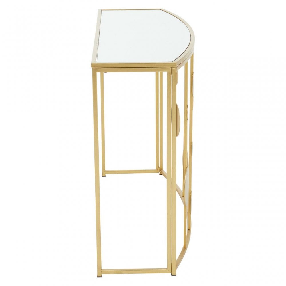 Arista Gold Finish Console Table With Mirror