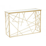 Arista Gold Finish Console Table With Mirror Top