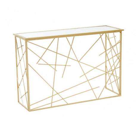 Arista Gold Finish Console Table With Mirror Top