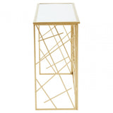 Arista Gold Finish Console Table With Mirror Top